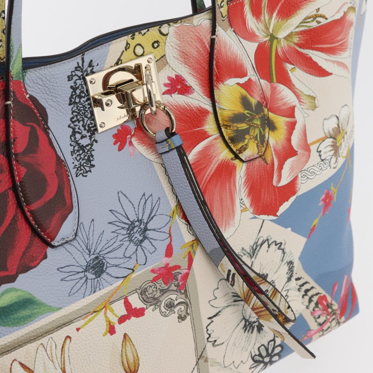 Salvatore Ferragamo Gancini Tote Bag Leather Multicolor Gold Auth 182776SAM