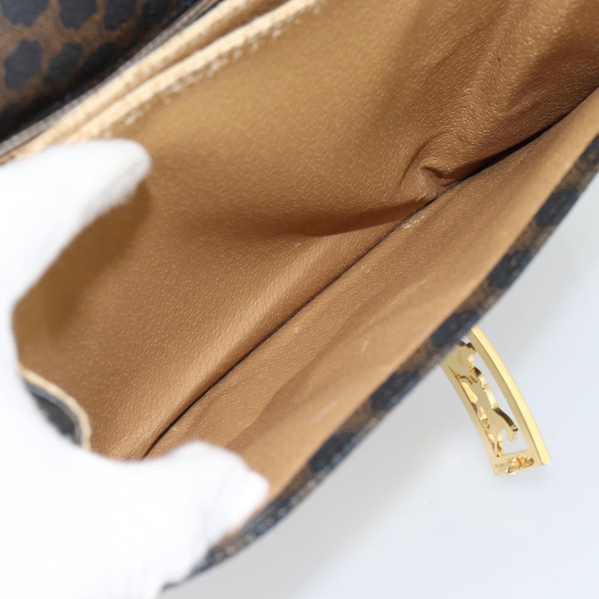 CELINE Macadam Canvas Horse Carriage Bag PVC Leather Black Gold Auth 182778V