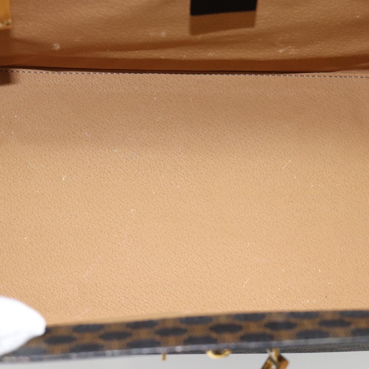 CELINE Macadam Canvas Vanity Horse Carriage Bag PVC Leather Black Auth 182779V