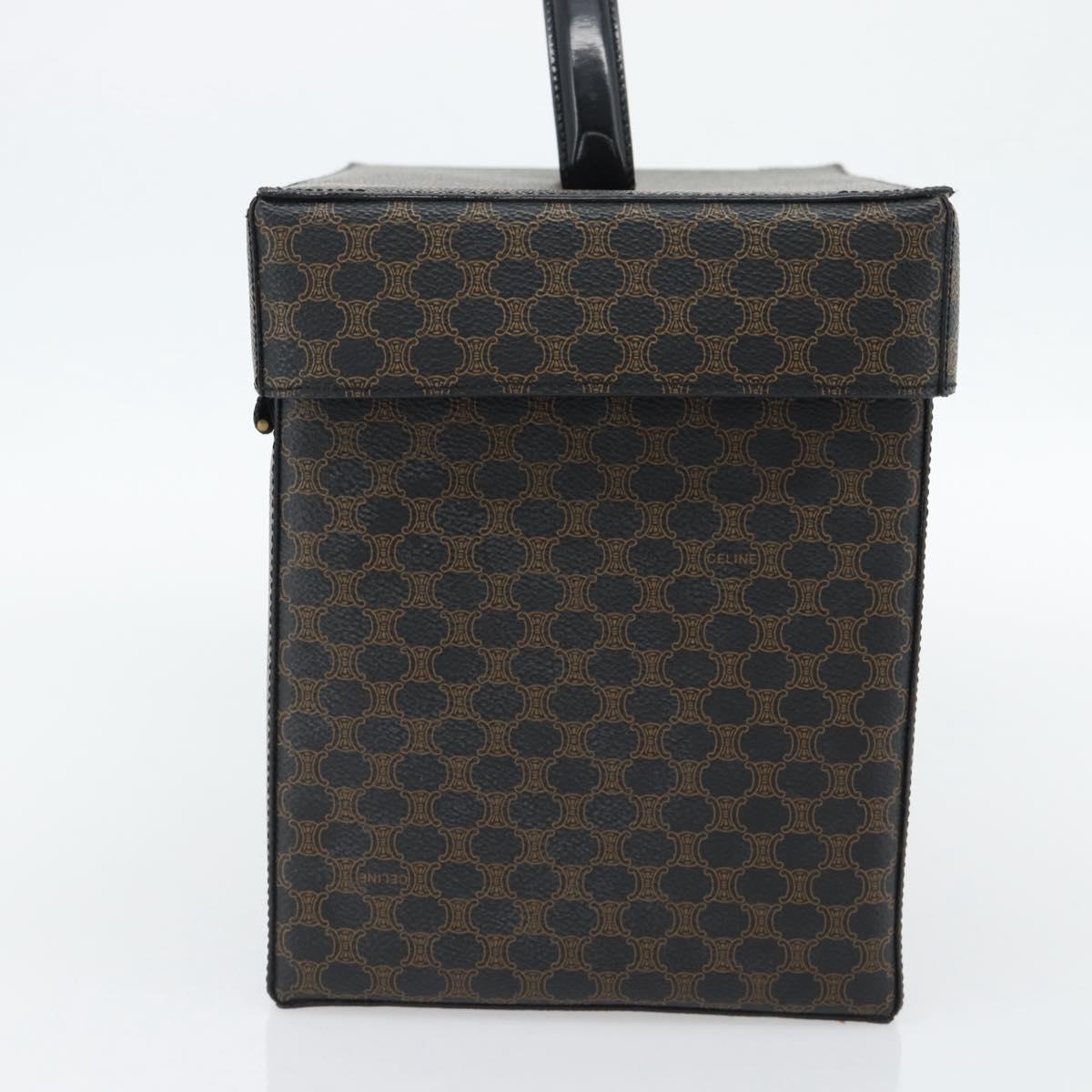 CELINE Macadam Canvas Vanity Horse Carriage Bag PVC Leather Black Auth 182779V