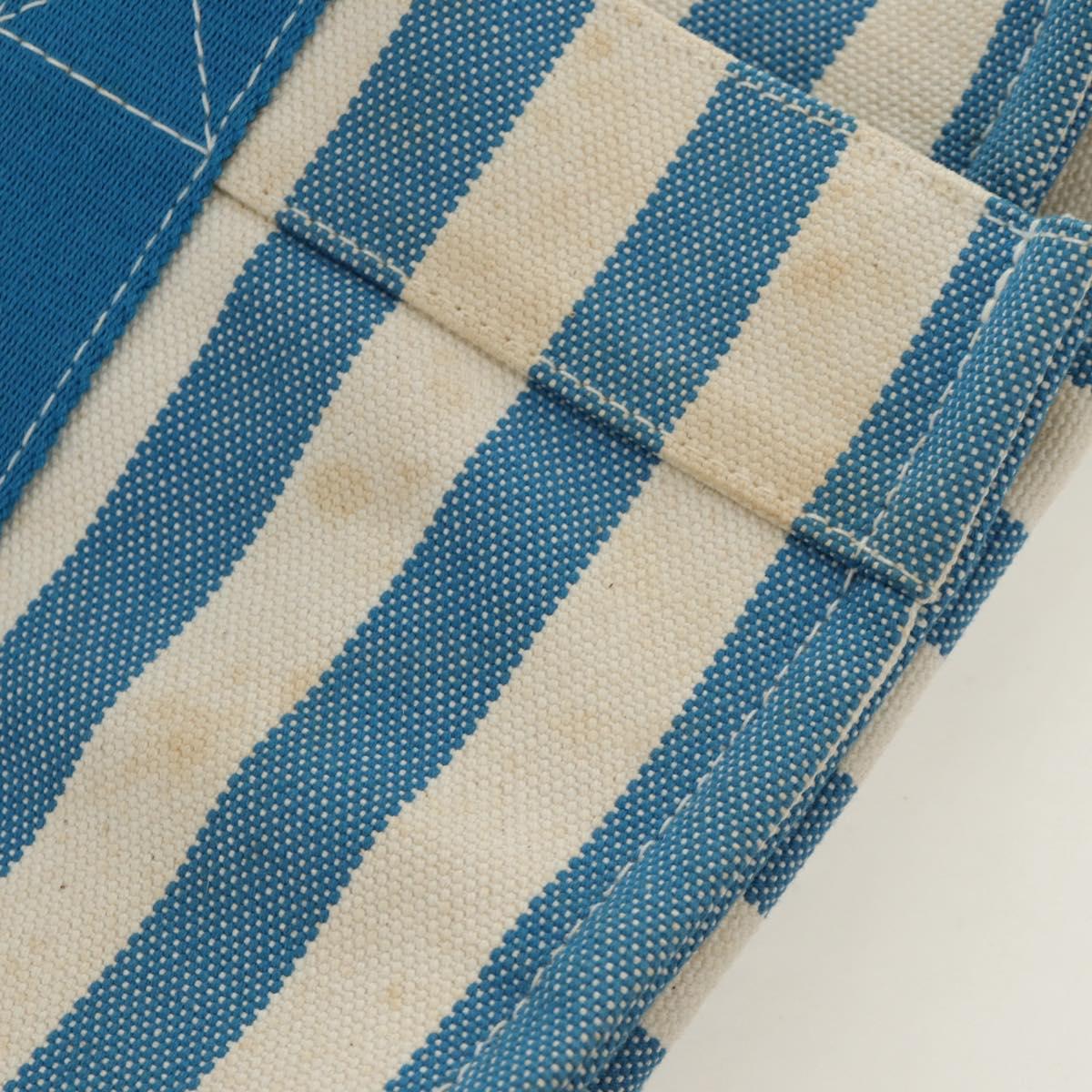HERMES Cannes MM Hand Bag Canvas Blue Silver Auth 182782A