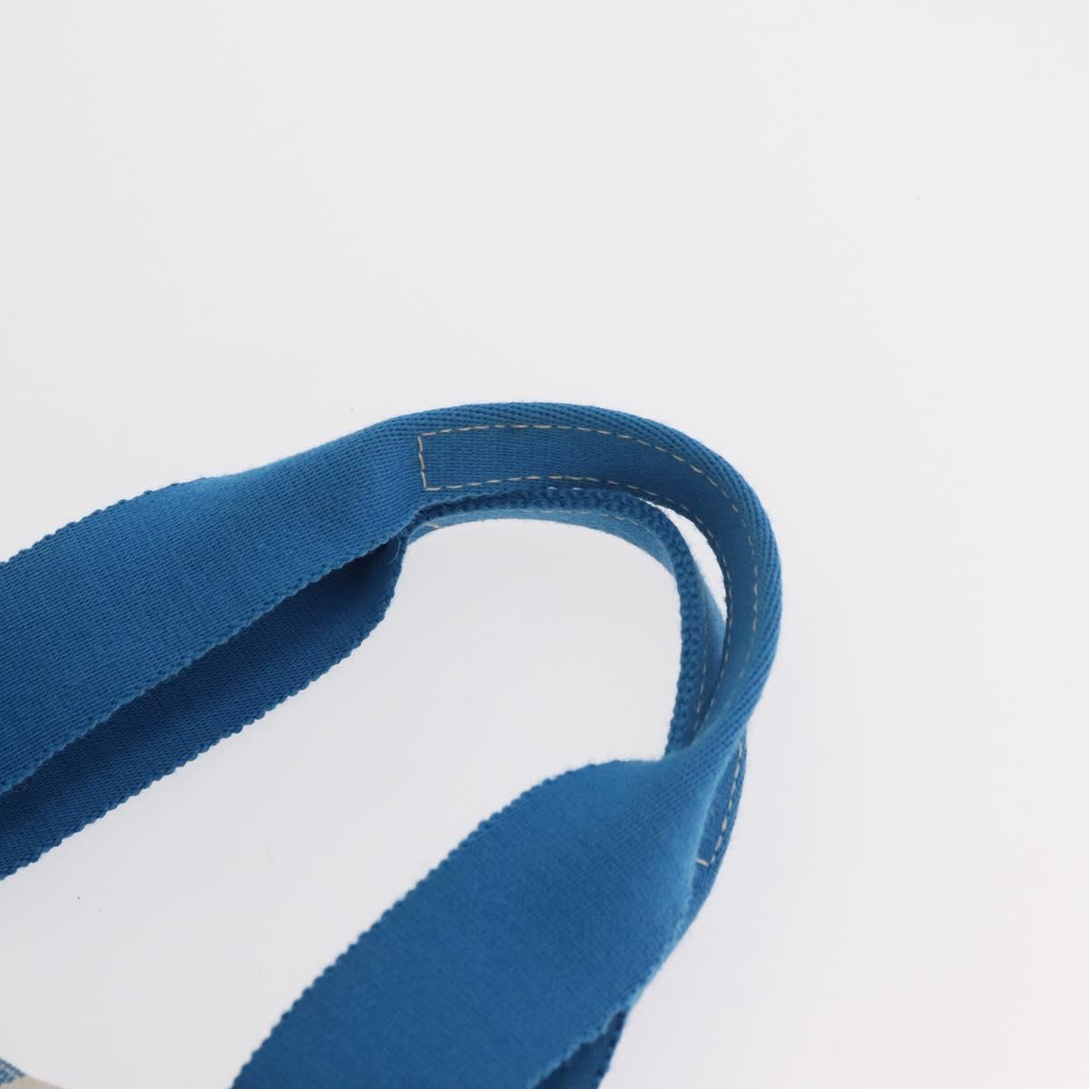 HERMES Cannes MM Hand Bag Canvas Blue Silver Auth 182782A