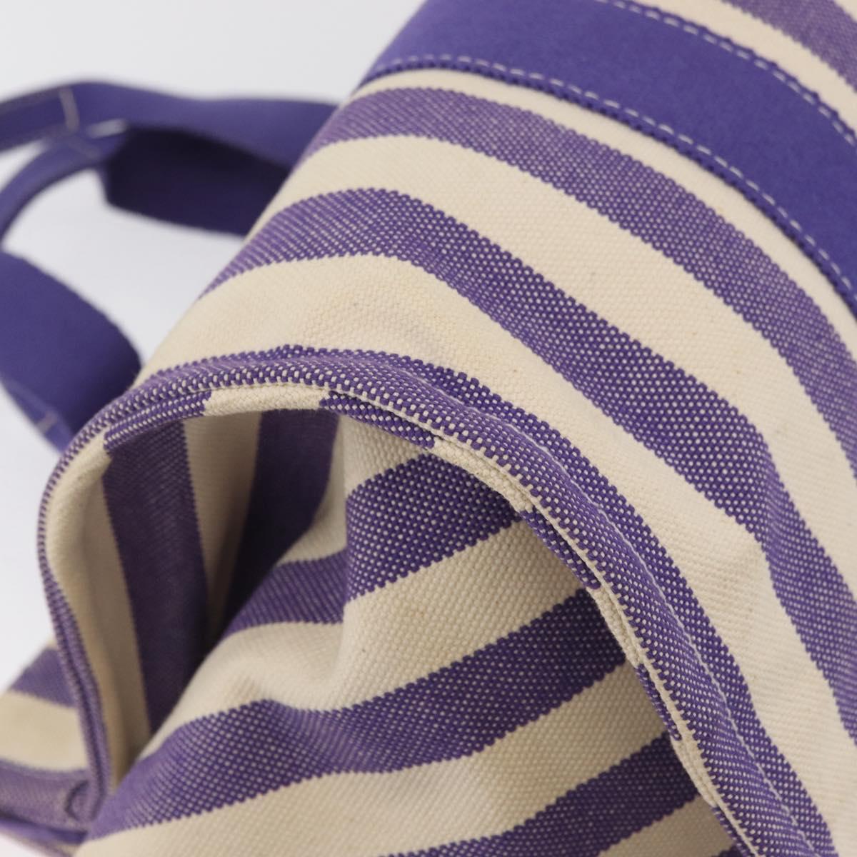 HERMES Cannes MM Hand Bag Canvas Purple Silver Auth 182783A