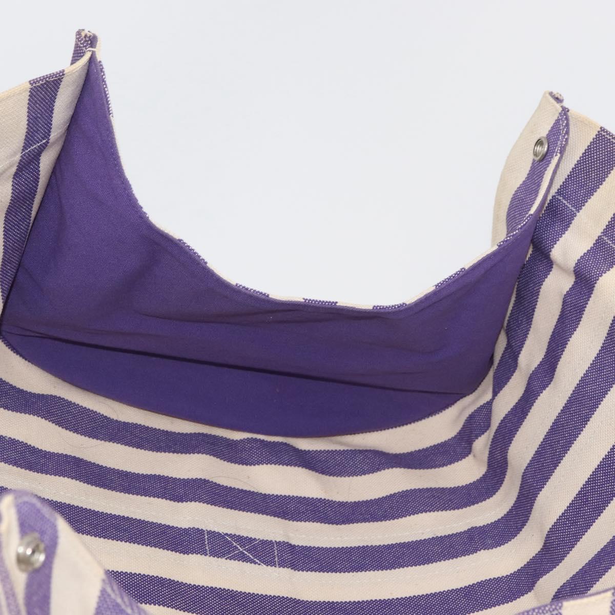 HERMES Cannes MM Hand Bag Canvas Purple Silver Auth 182783A