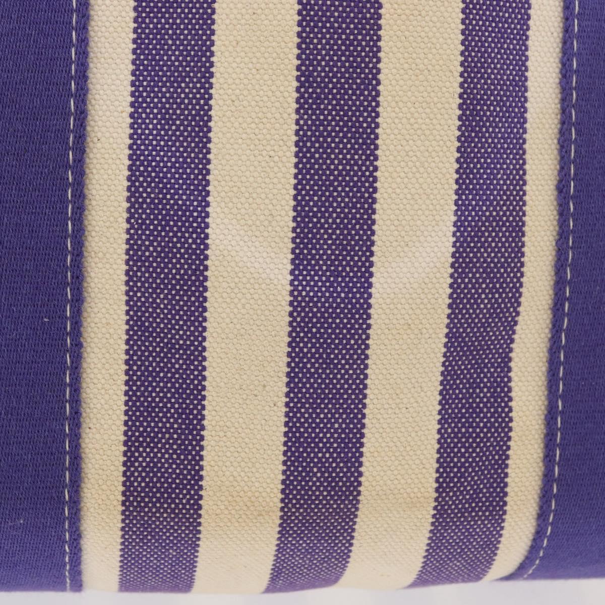HERMES Cannes MM Hand Bag Canvas Purple Silver Auth 182783A