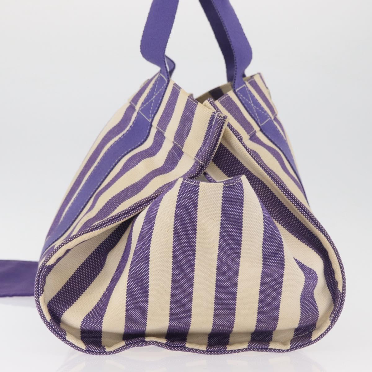 HERMES Cannes MM Hand Bag Canvas Purple Silver Auth 182783A