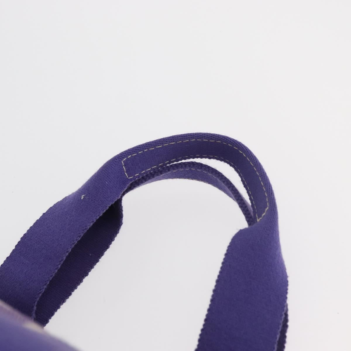 HERMES Cannes MM Hand Bag Canvas Purple Silver Auth 182783A