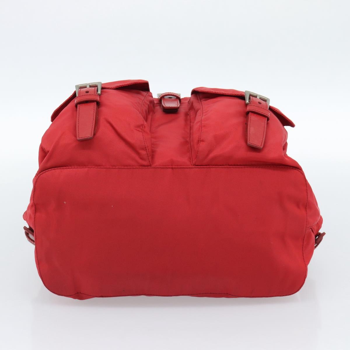 PRADA Backpack Nylon Red Silver Auth 182785A