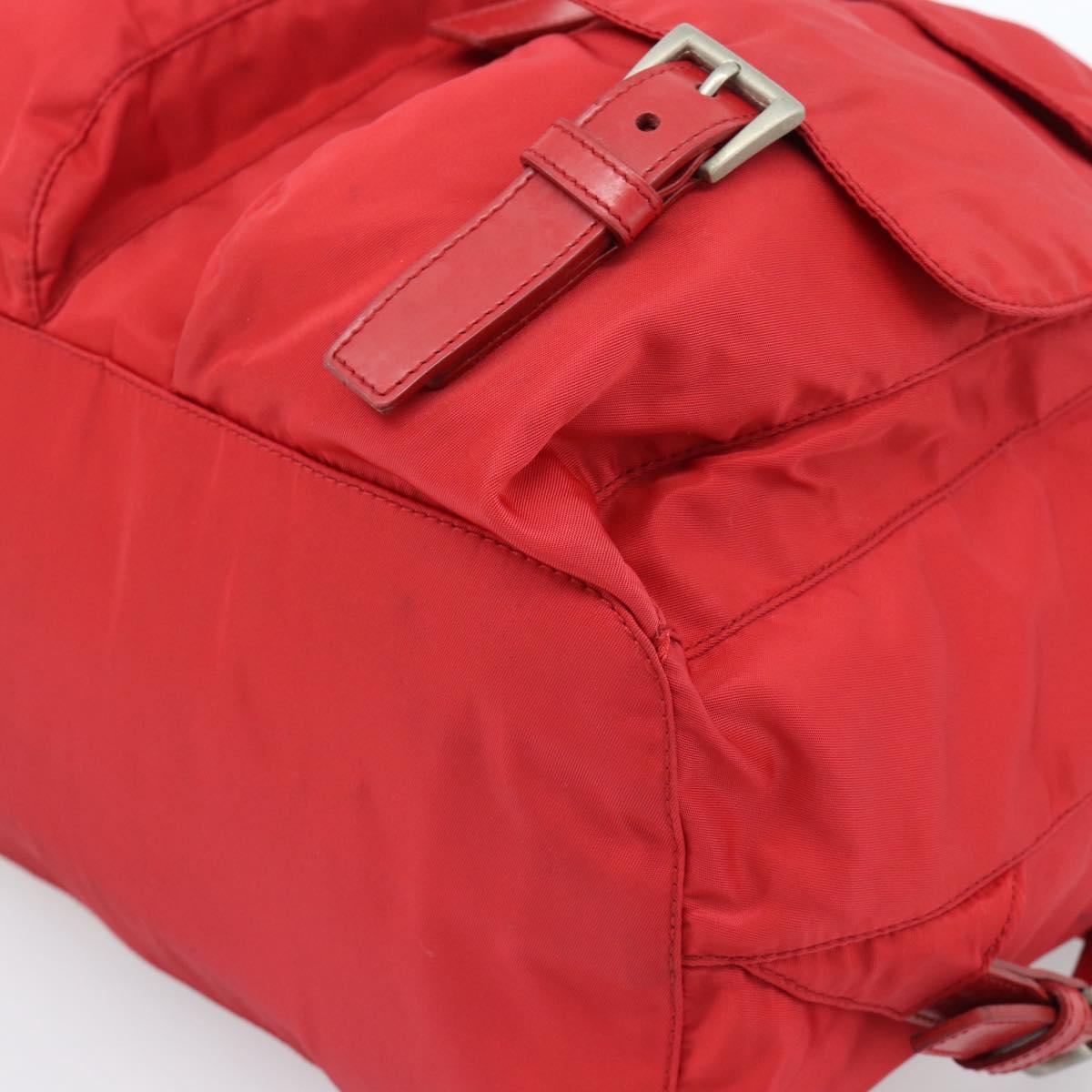 PRADA Backpack Nylon Red Silver Auth 182785A