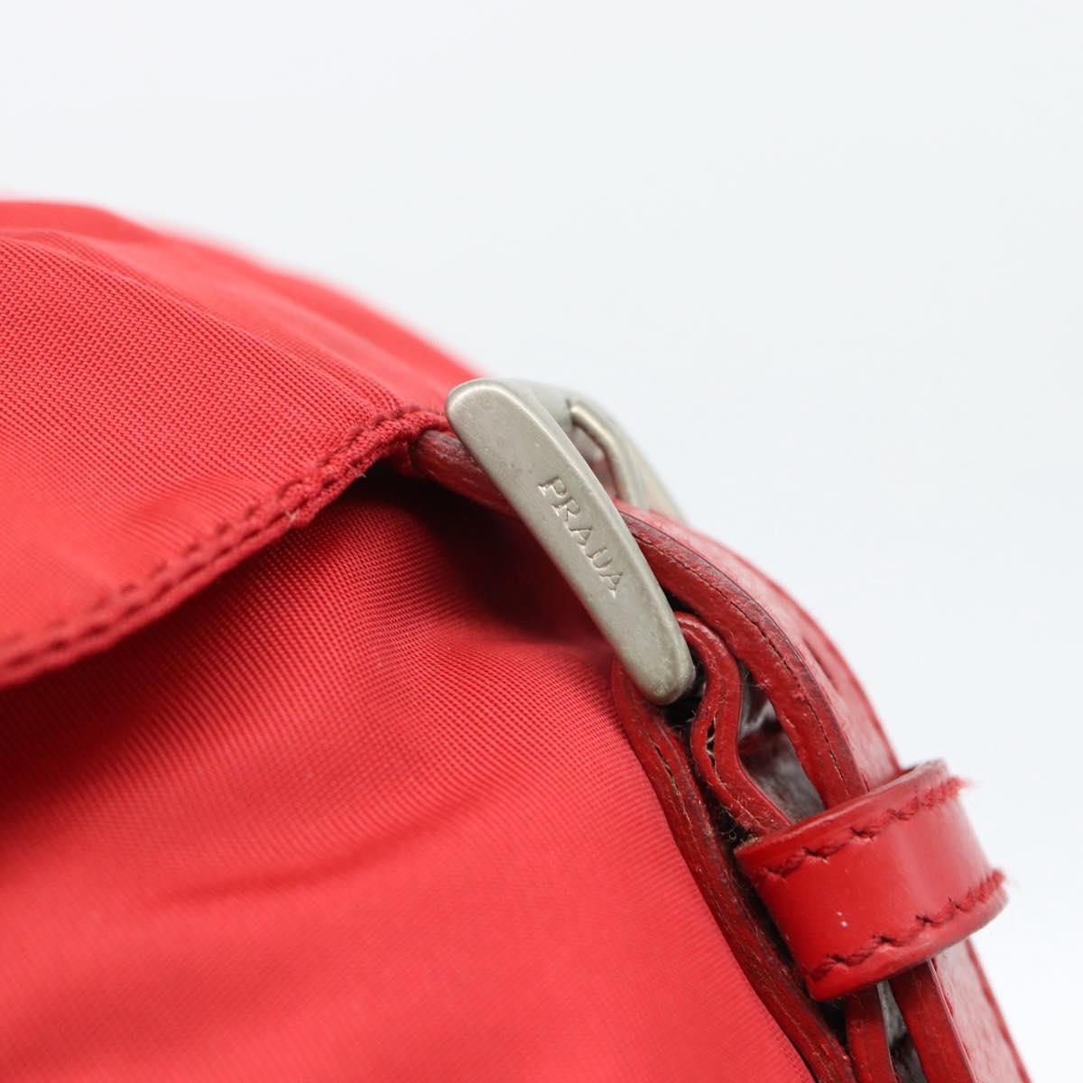 PRADA Backpack Nylon Red Silver Auth 182785A