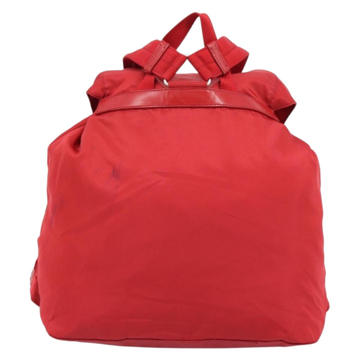 PRADA Backpack Nylon Red Silver Auth 182785A