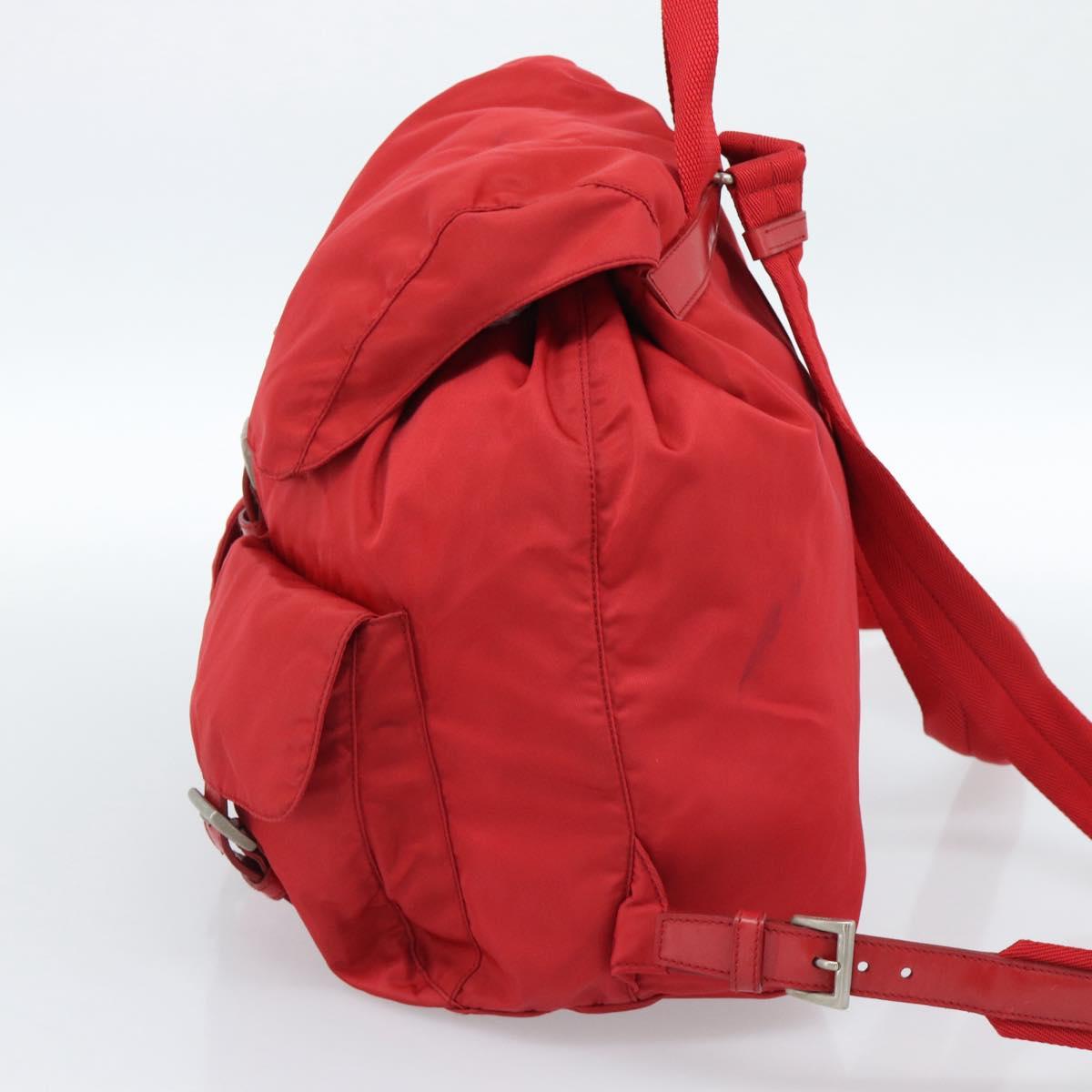 PRADA Backpack Nylon Red Silver Auth 182785A