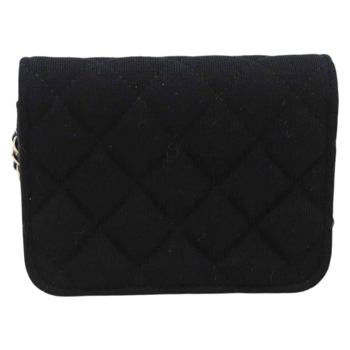 CHANEL Chain Mini Matelasse 12 Shoulder Bag Cotton Black Gold CC Auth 182787SM