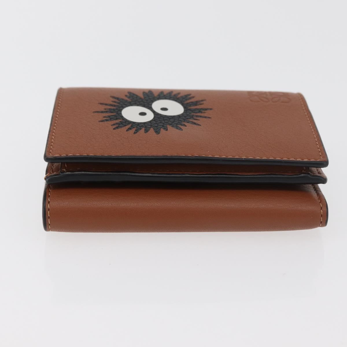 LOEWE Studio Ghibli Collaboration Compact Wallet Leather Brown Auth 182792SM