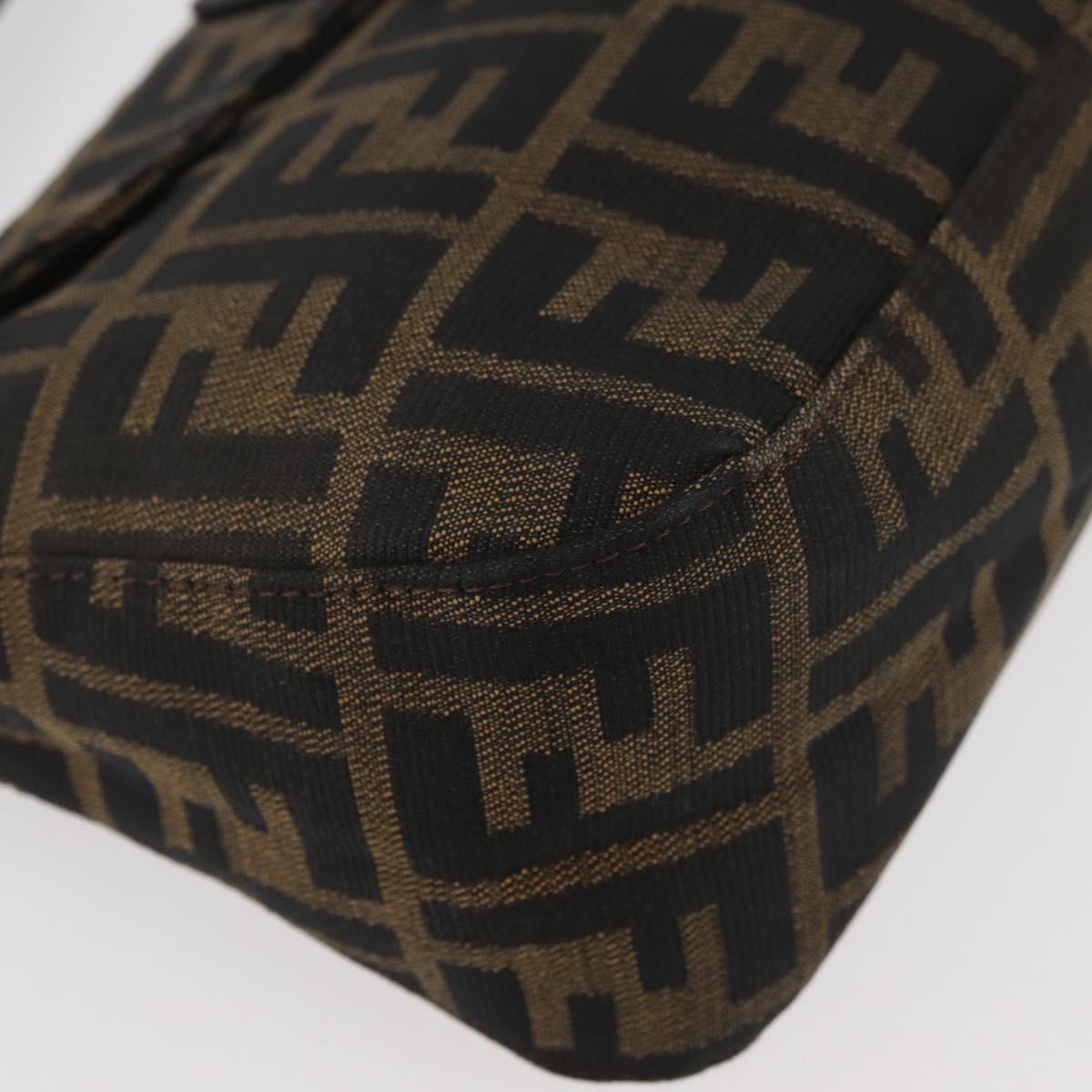 FENDI Zucca Canvas Mamma Baguette Shoulder Bag Black Brown Auth 182801V
