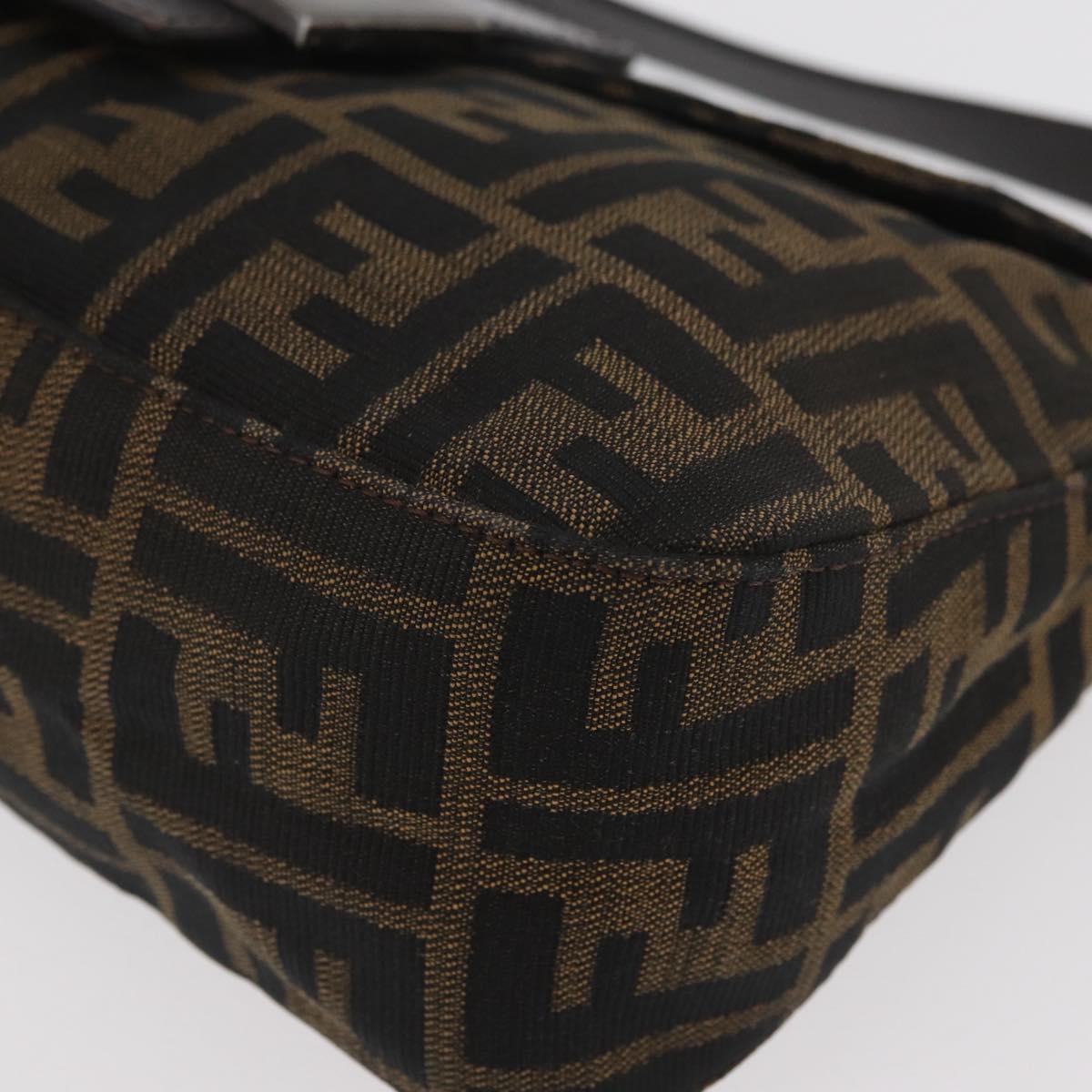 FENDI Zucca Canvas Mamma Baguette Shoulder Bag Black Brown Auth 182801V