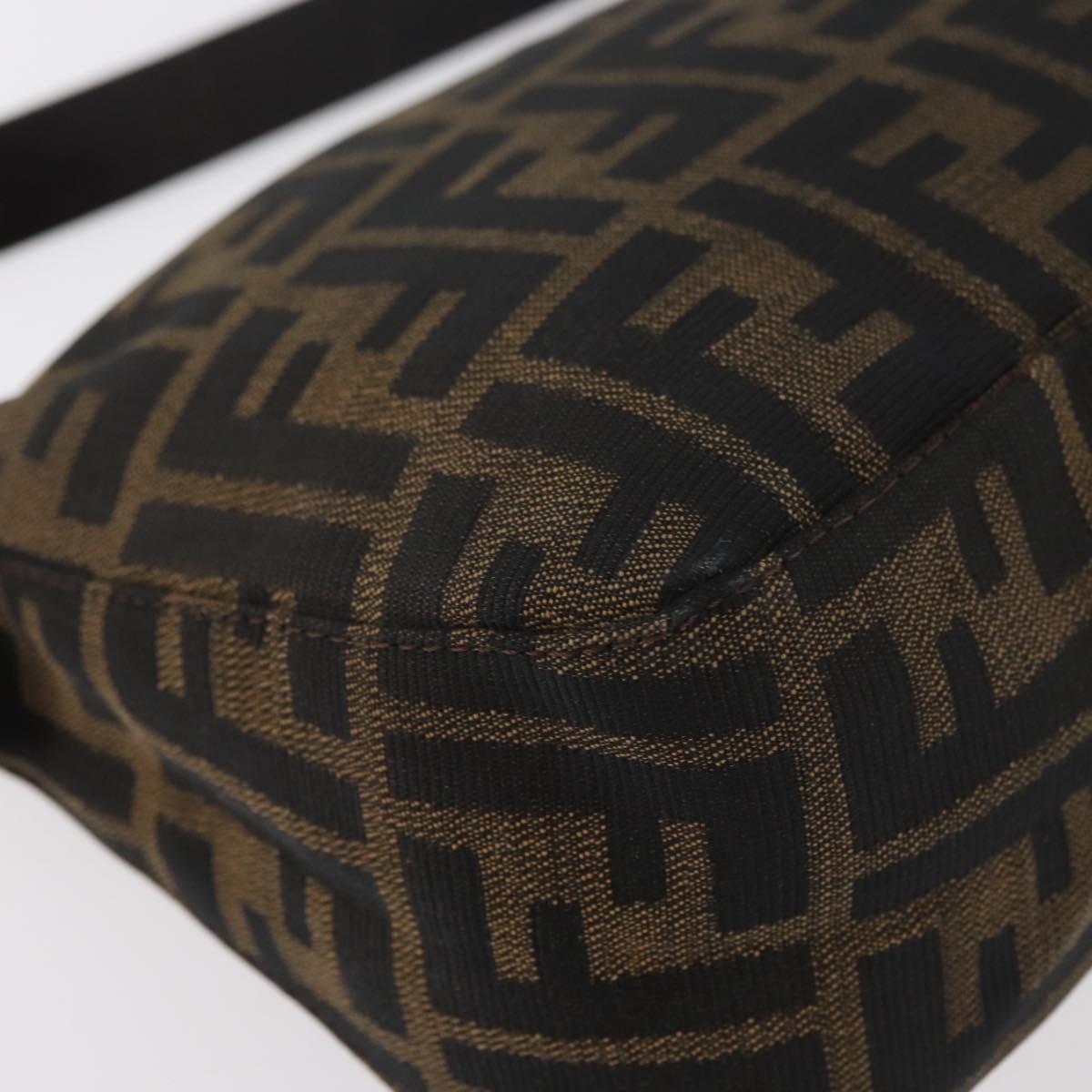 FENDI Zucca Canvas Mamma Baguette Shoulder Bag Black Brown Auth 182801V