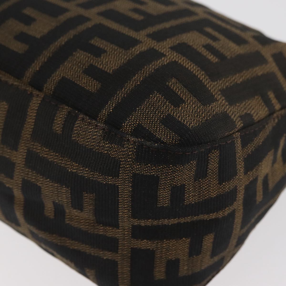 FENDI Zucca Canvas Mamma Baguette Shoulder Bag Black Brown Auth 182801V