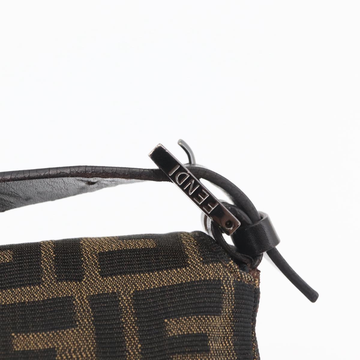 FENDI Zucca Canvas Mamma Baguette Shoulder Bag Black Brown Auth 182801V