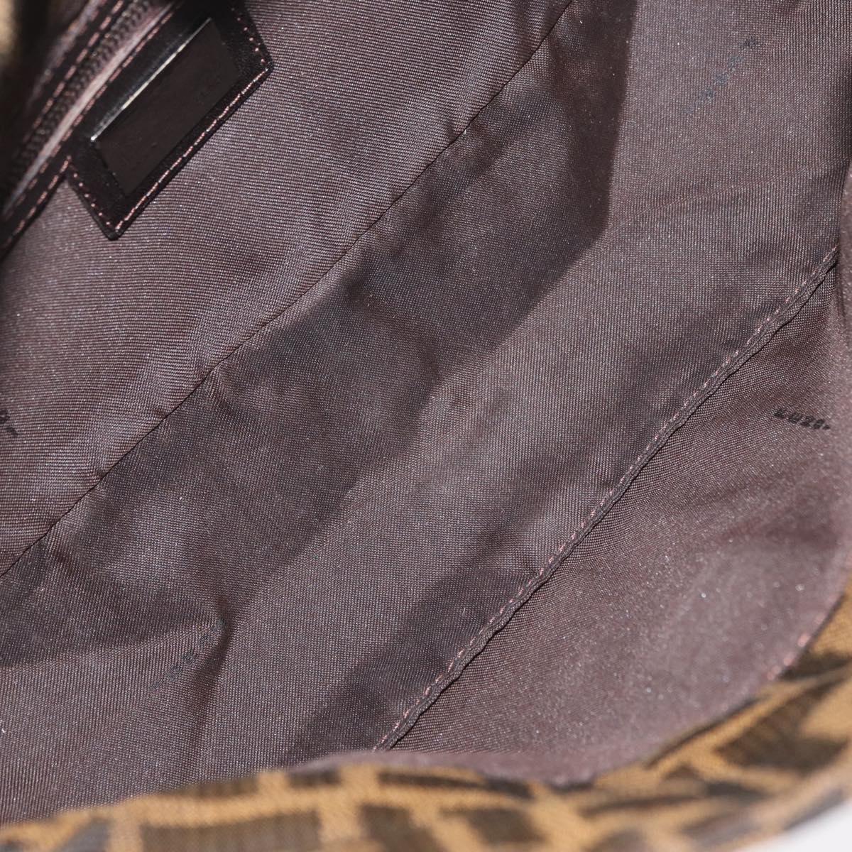 FENDI Zucca Canvas Mamma Baguette Shoulder Bag Black Brown Auth 182801V