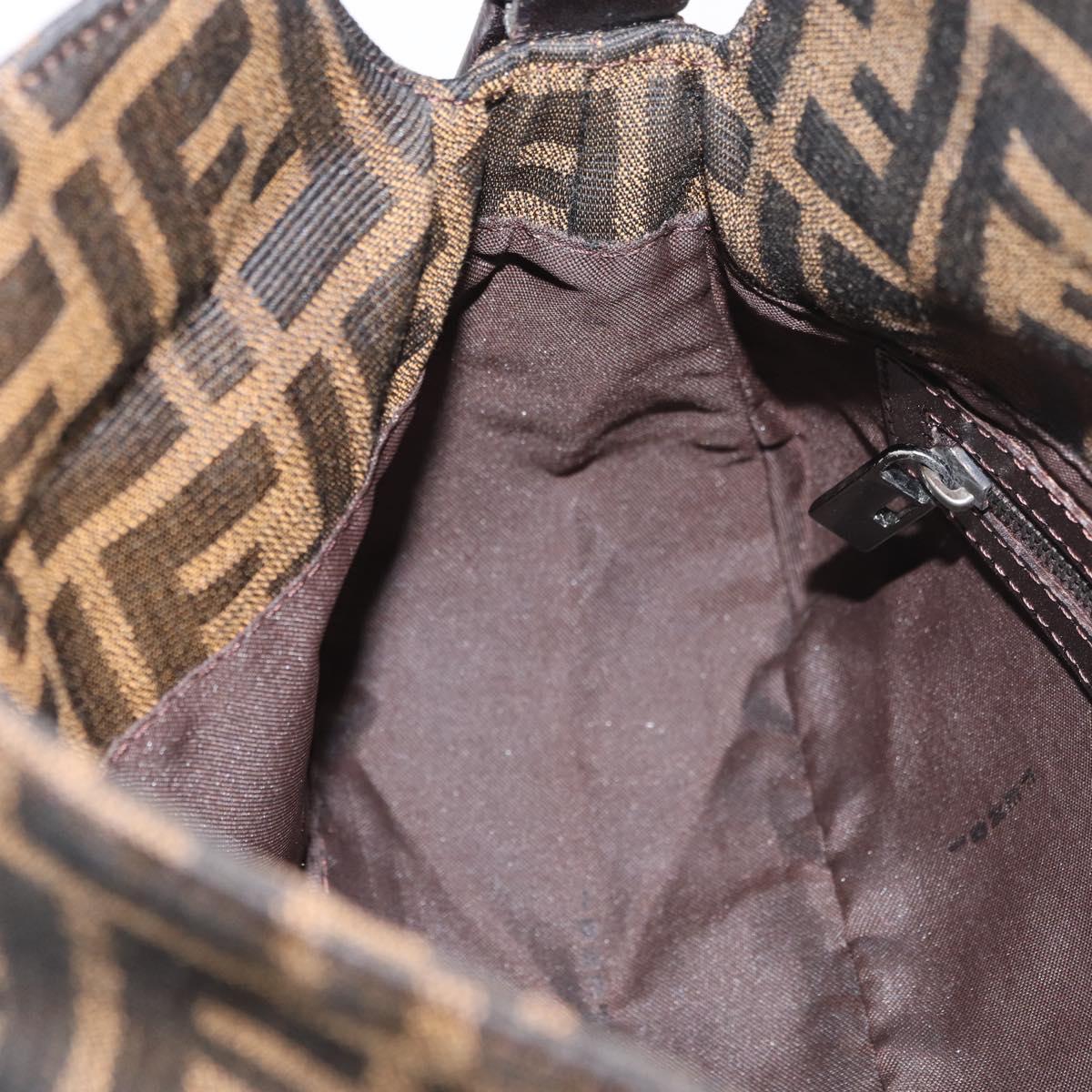 FENDI Zucca Canvas Mamma Baguette Shoulder Bag Black Brown Auth 182801V