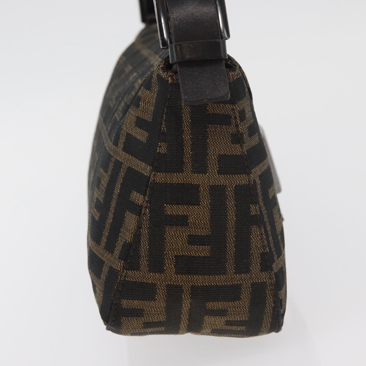 FENDI Zucca Canvas Mamma Baguette Shoulder Bag Black Brown Auth 182801V