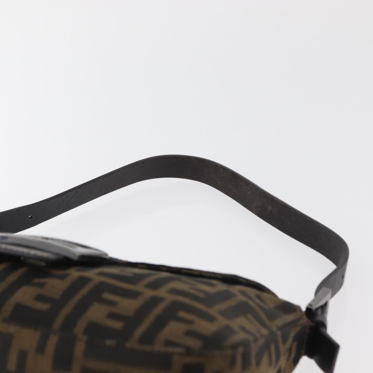 FENDI Zucca Canvas Mamma Baguette Shoulder Bag Black Brown Auth 182801V