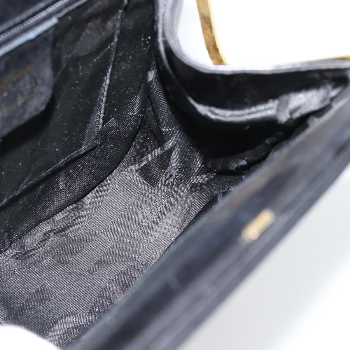 Salvatore Ferragamo Gancini Hand Bag Leather 2way Black Gold Auth 182803A