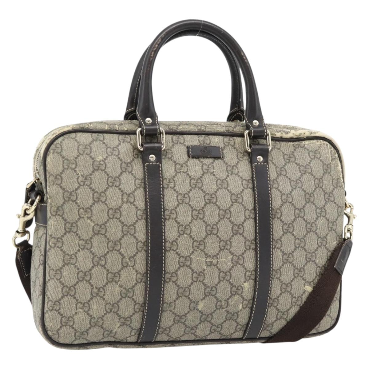 GUCCI GG Supreme Hand Bag PVC 2way Beige Gold 322287 Auth 182807