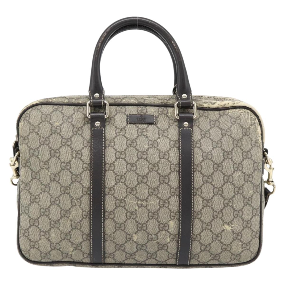 GUCCI GG Supreme Hand Bag PVC 2way Beige Gold 322287 Auth 182807