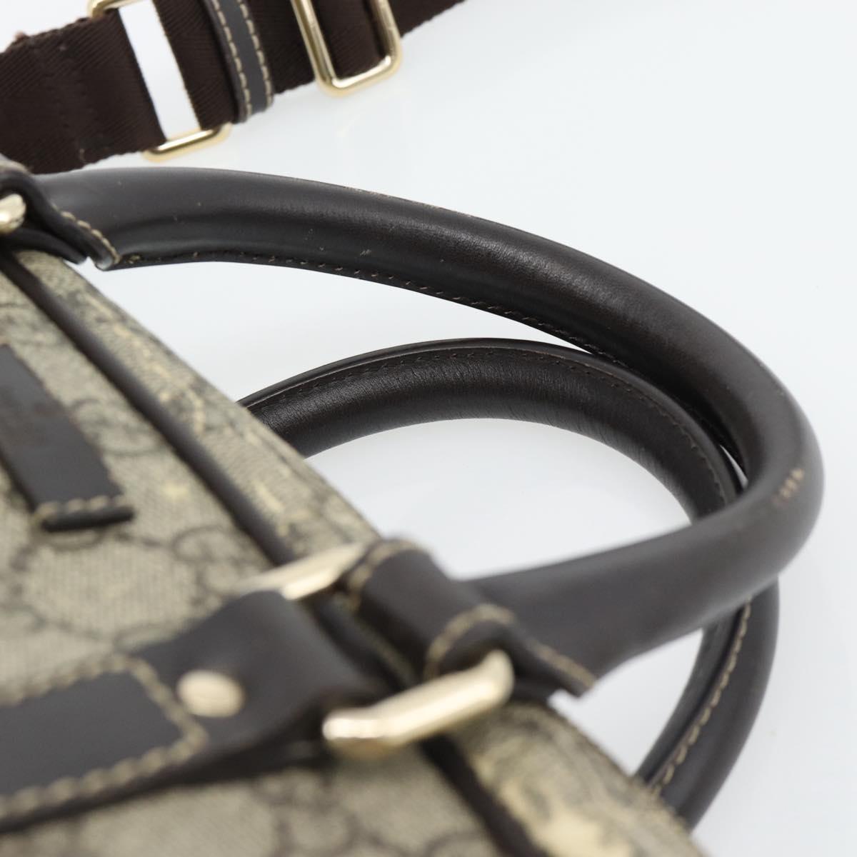 GUCCI GG Supreme Hand Bag PVC 2way Beige Gold 322287 Auth 182807