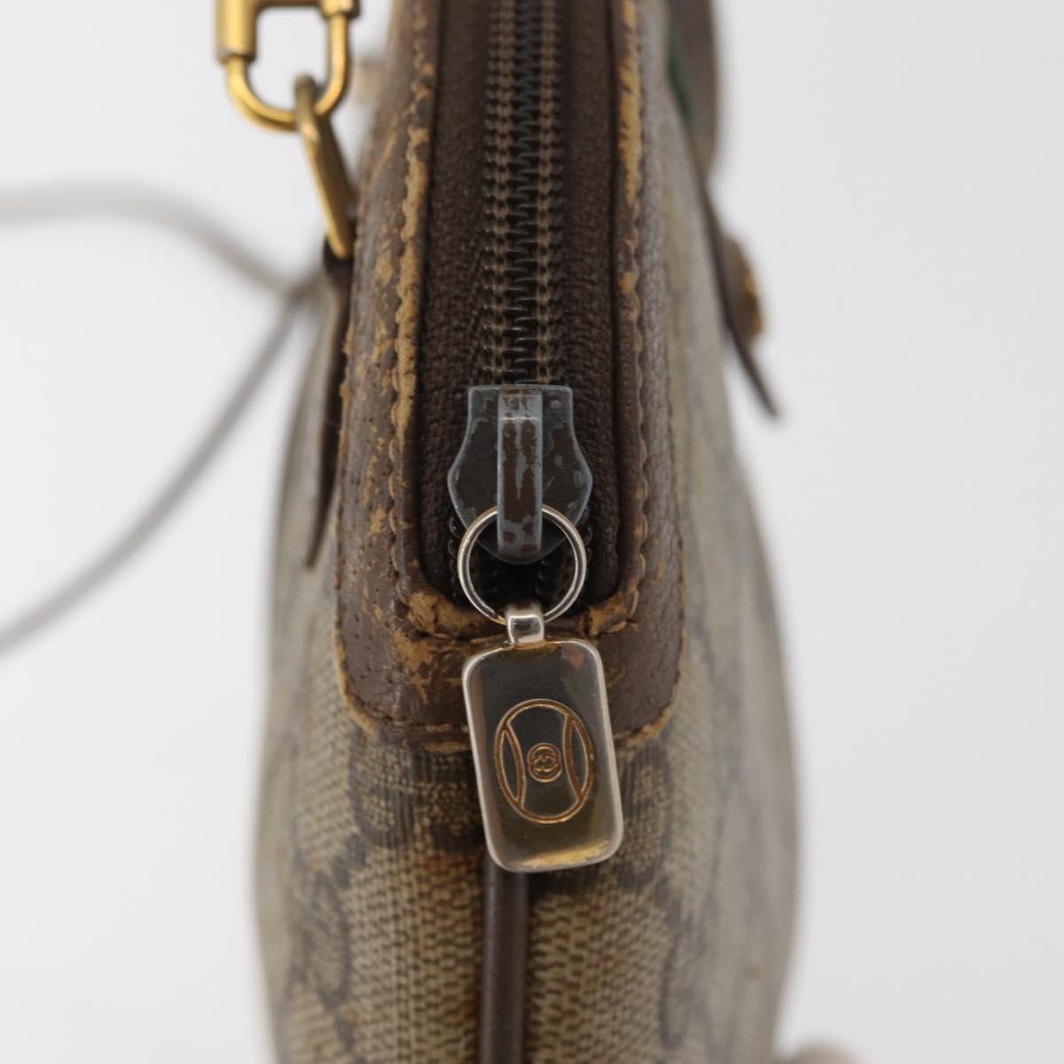 GUCCI GG Supreme Web Sherry Line Bag PVC Beige Gold 904 02 047 Auth 182808