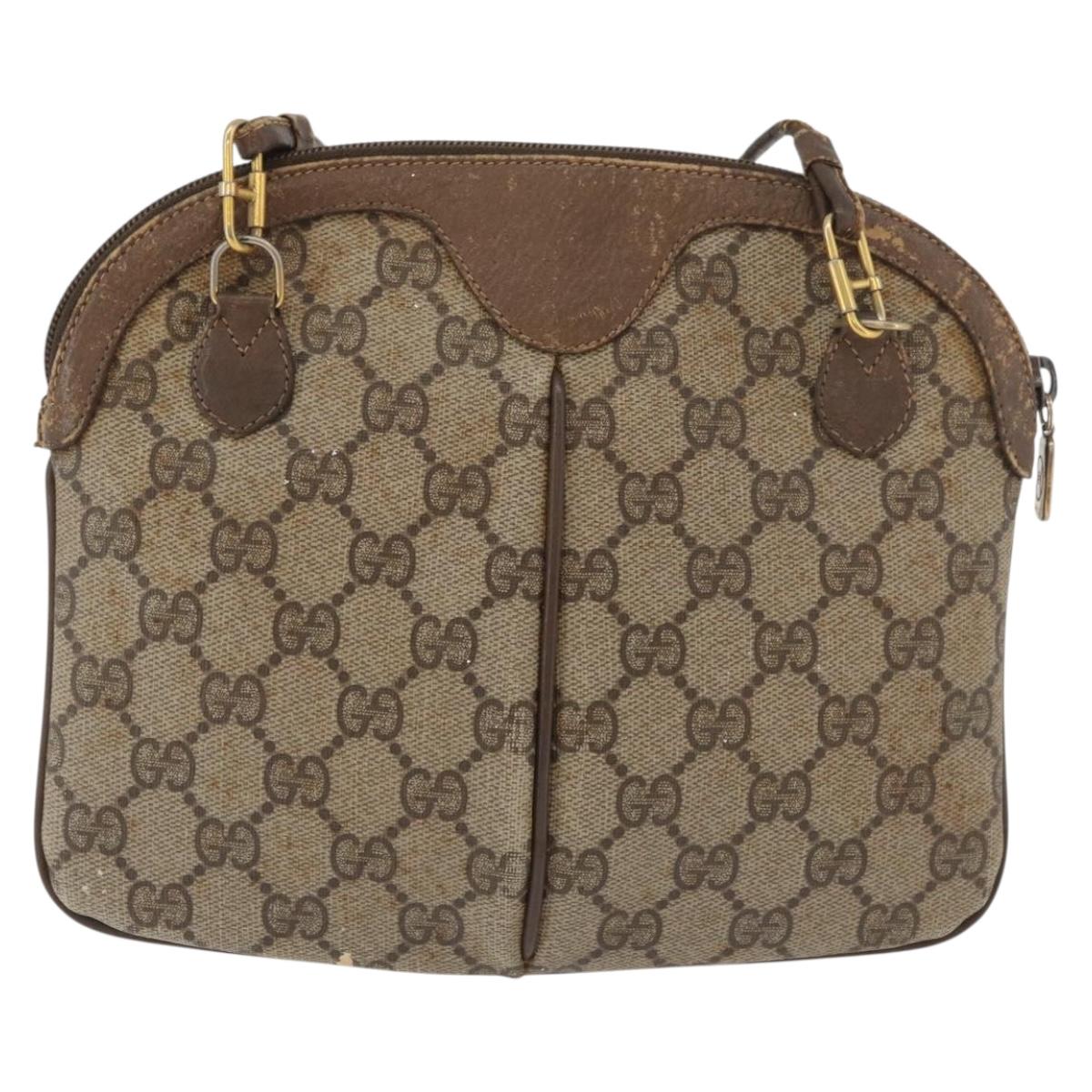 GUCCI GG Supreme Web Sherry Line Bag PVC Beige Gold 904 02 047 Auth 182808