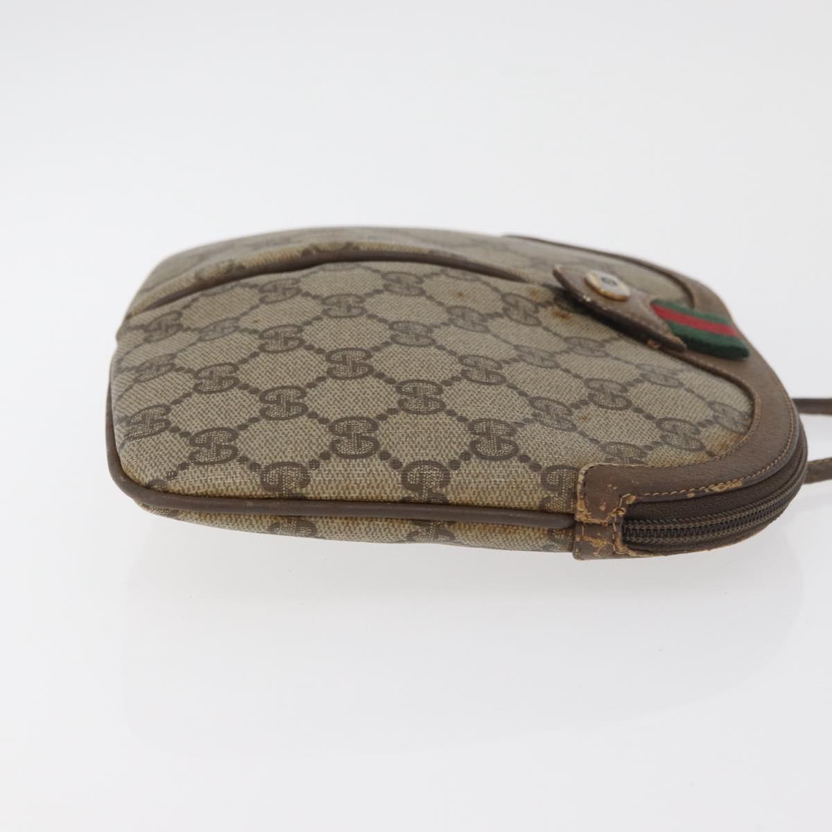GUCCI GG Supreme Web Sherry Line Bag PVC Beige Gold 904 02 047 Auth 182808