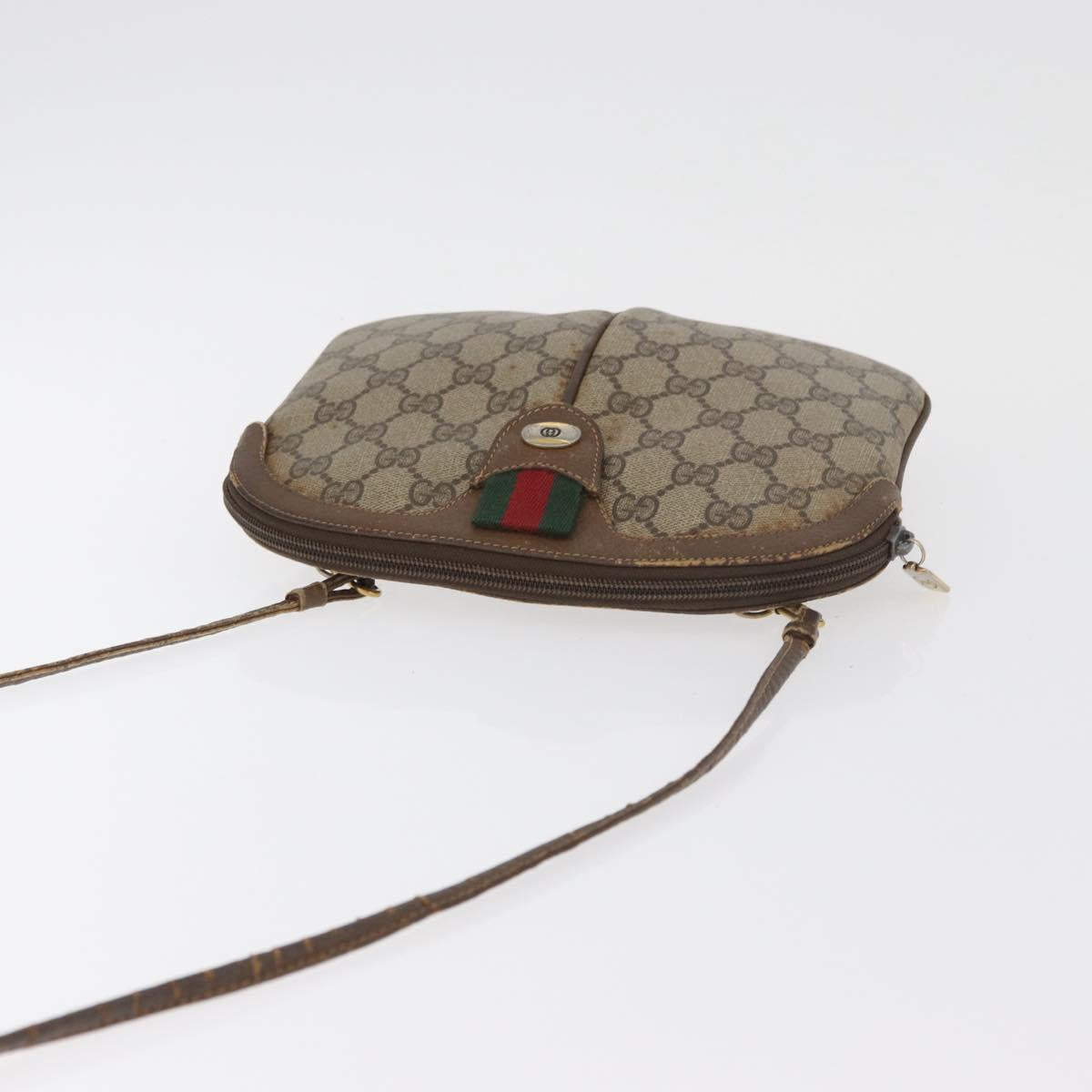 GUCCI GG Supreme Web Sherry Line Bag PVC Beige Gold 904 02 047 Auth 182808