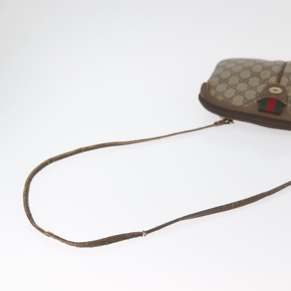 GUCCI GG Supreme Web Sherry Line Bag PVC Beige Gold 904 02 047 Auth 182808