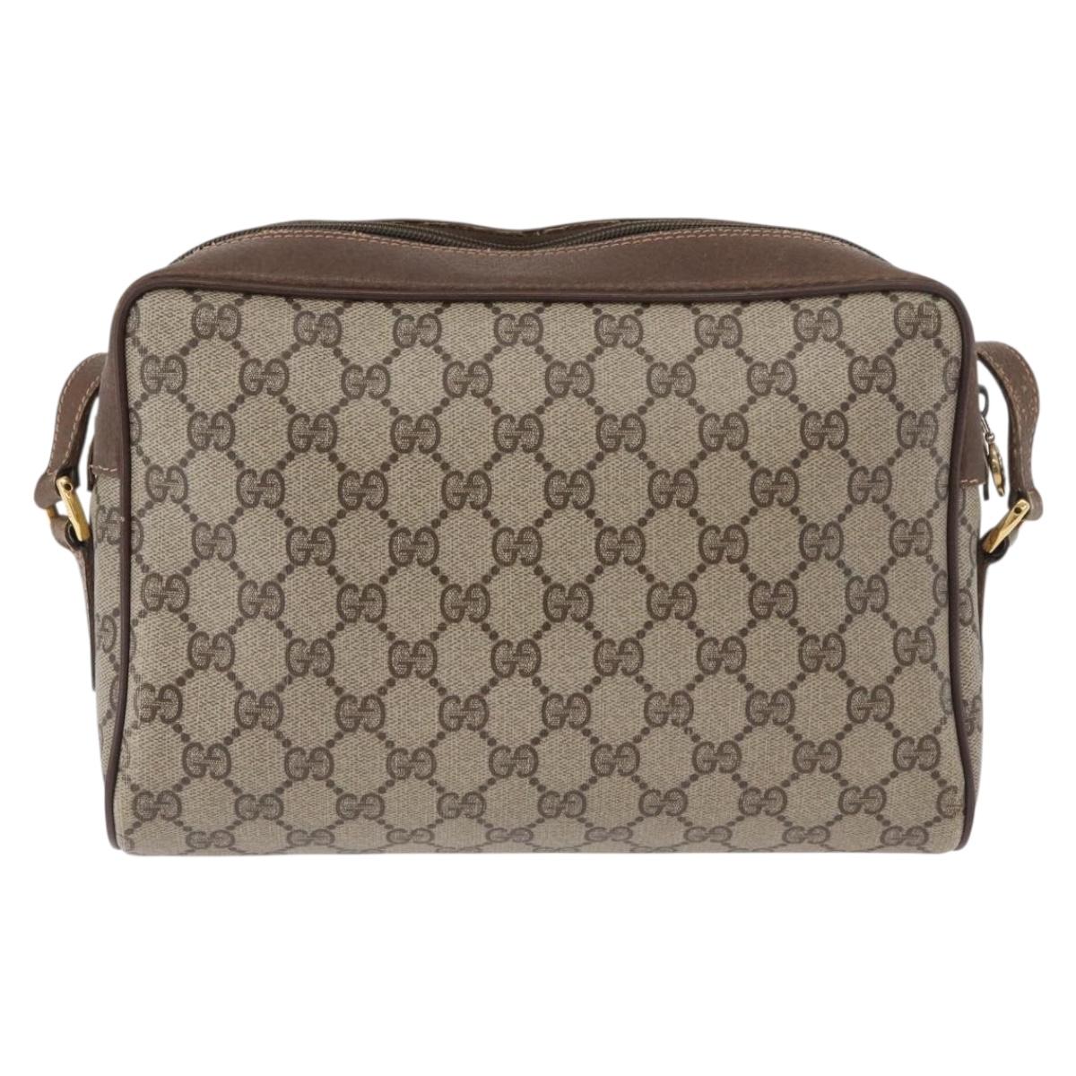 GUCCI GG Supreme Web Sherry Line Bag PVC Beige Gold 56 02 088 Auth 182809