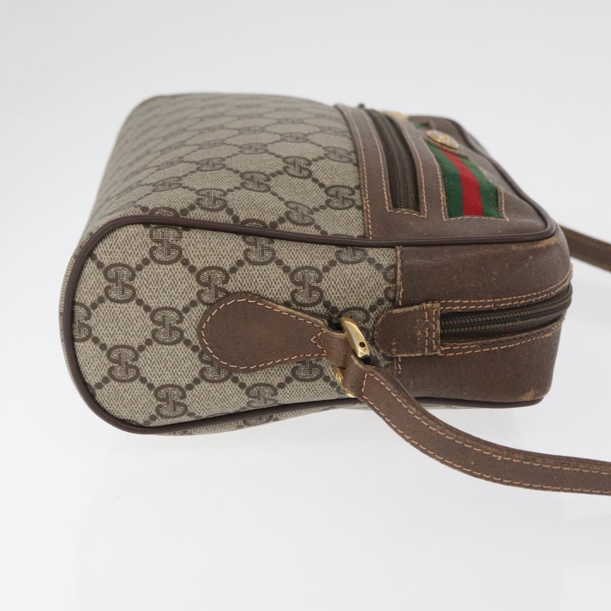 GUCCI GG Supreme Web Sherry Line Bag PVC Beige Gold 56 02 088 Auth 182809