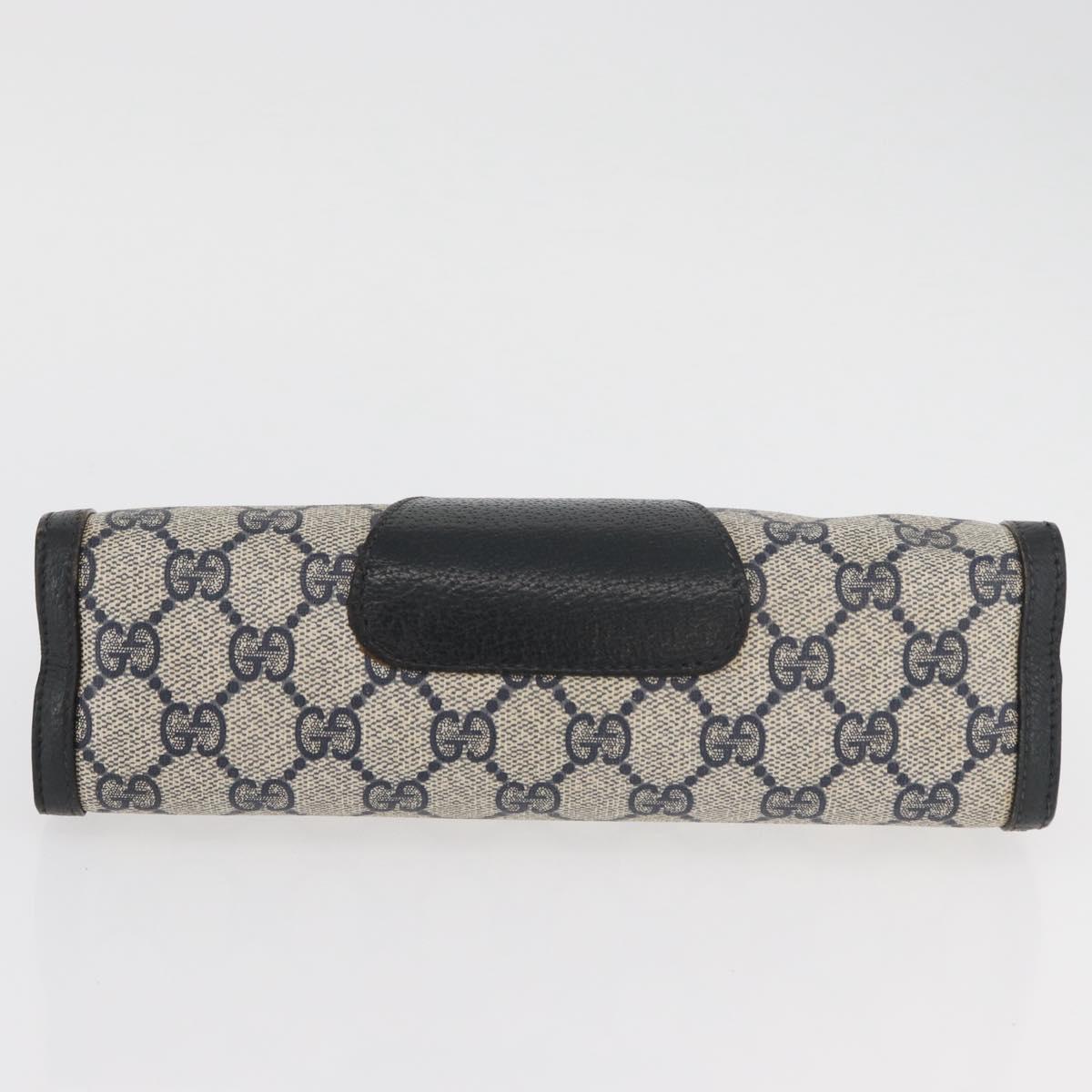 GUCCI GG Supreme Sherry Line Clutch Bag PVC Navy Red 89 01 032 Auth 182810