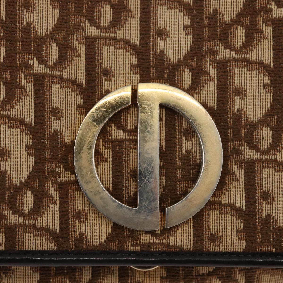 Christian Dior Trotter Canvas Shoulder Bag Beige Gold Auth 182811
