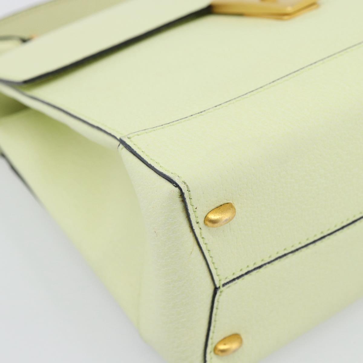CELINE Hand Bag Leather 2way Yellow Gold Auth 182813