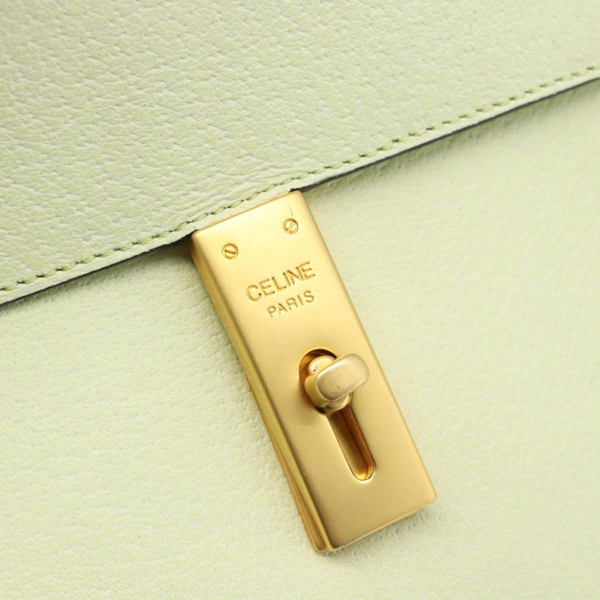 CELINE Hand Bag Leather 2way Yellow Gold Auth 182813