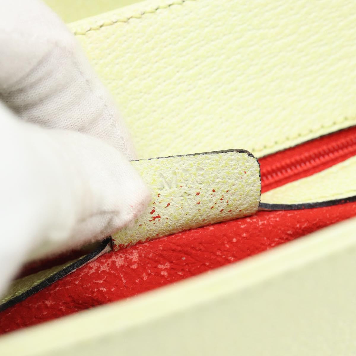 CELINE Hand Bag Leather 2way Yellow Gold Auth 182813