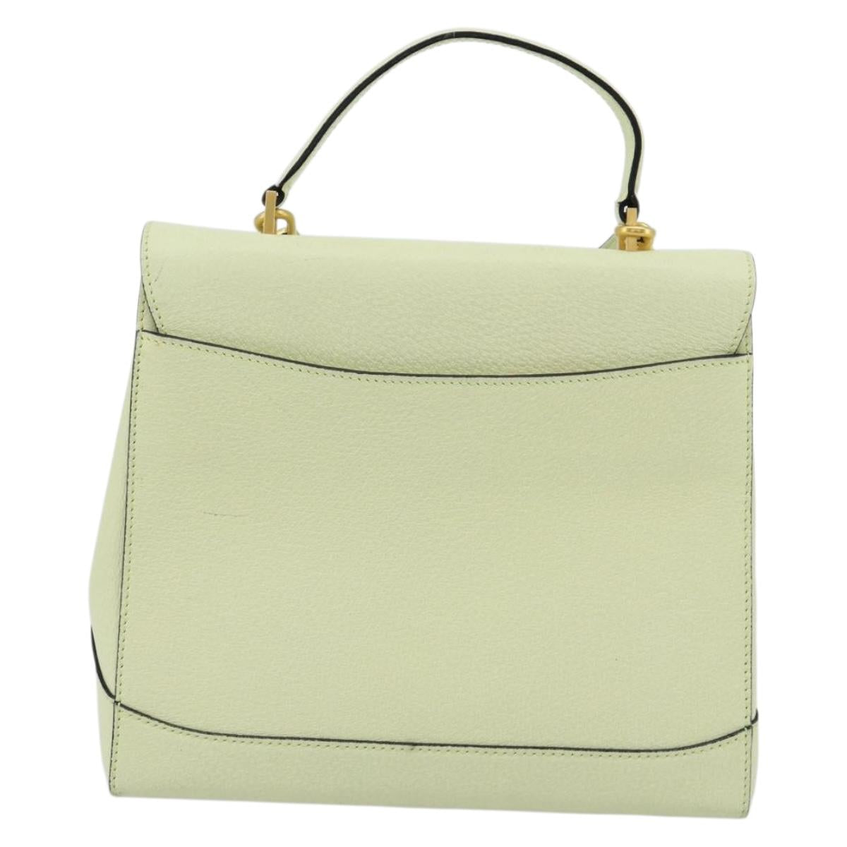 CELINE Hand Bag Leather 2way Yellow Gold Auth 182813