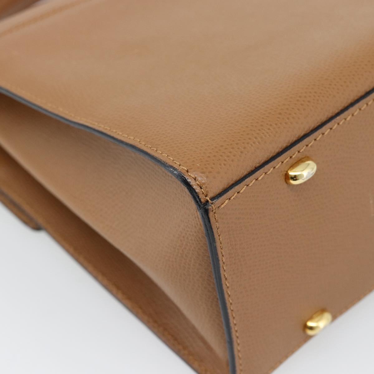 CELINE Hand Bag Leather 2way Brown Gold Auth 182814