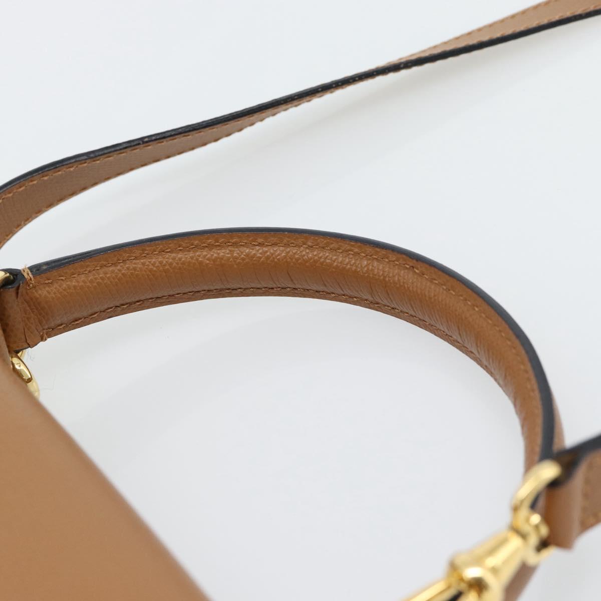 CELINE Hand Bag Leather 2way Brown Gold Auth 182814