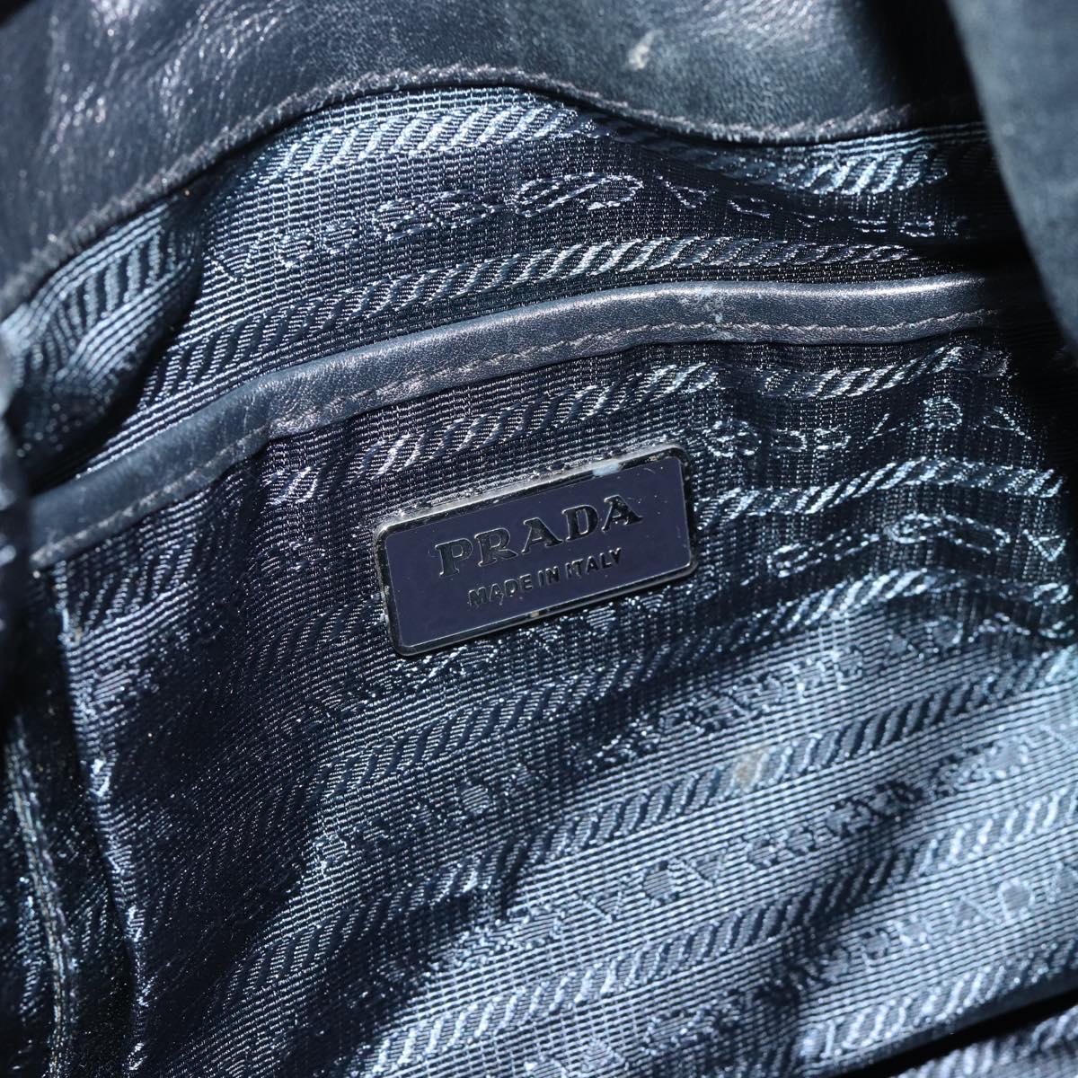 PRADA Shoulder Bag Nylon Leather Black Silver Auth 182816V