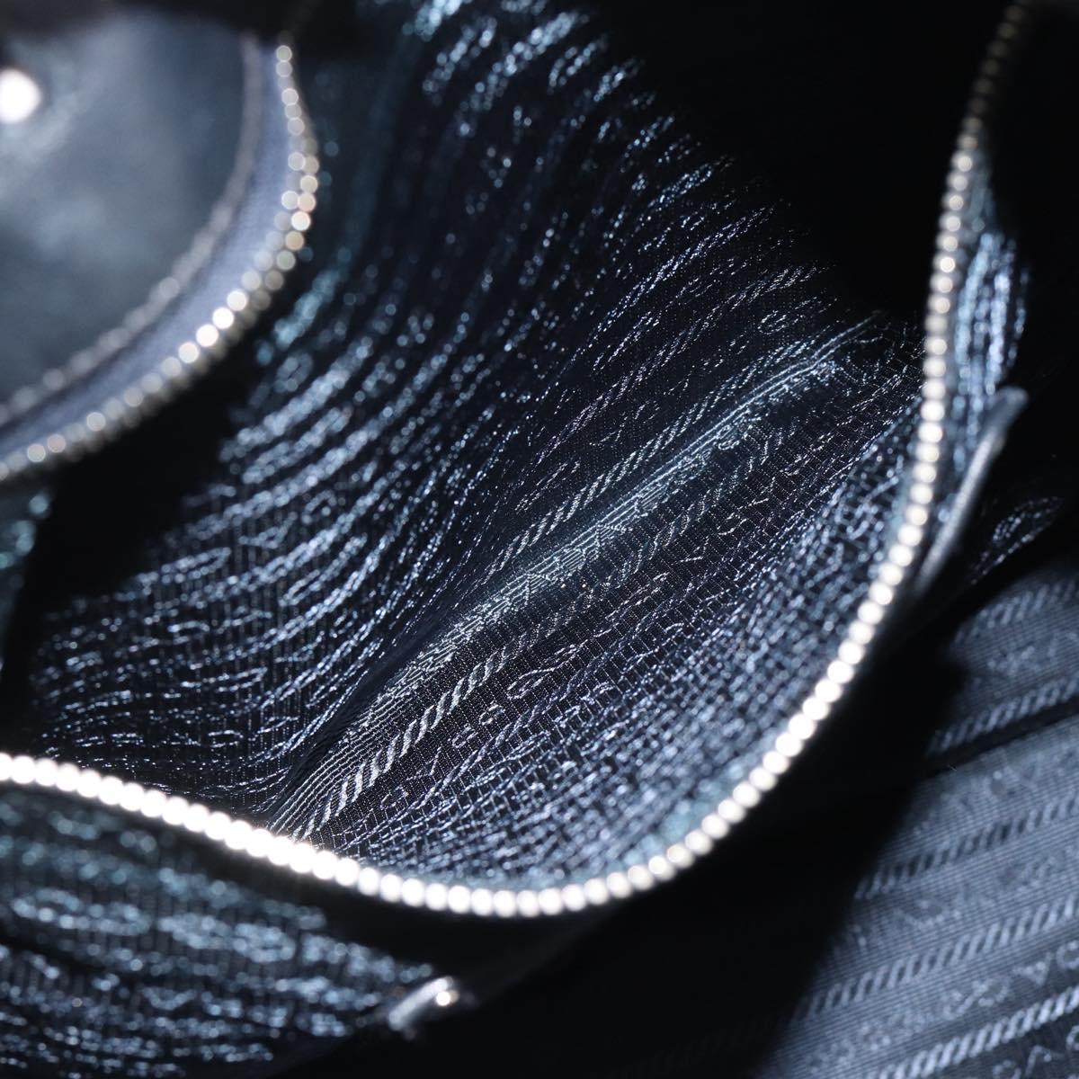 PRADA Shoulder Bag Nylon Leather Black Silver Auth 182816V
