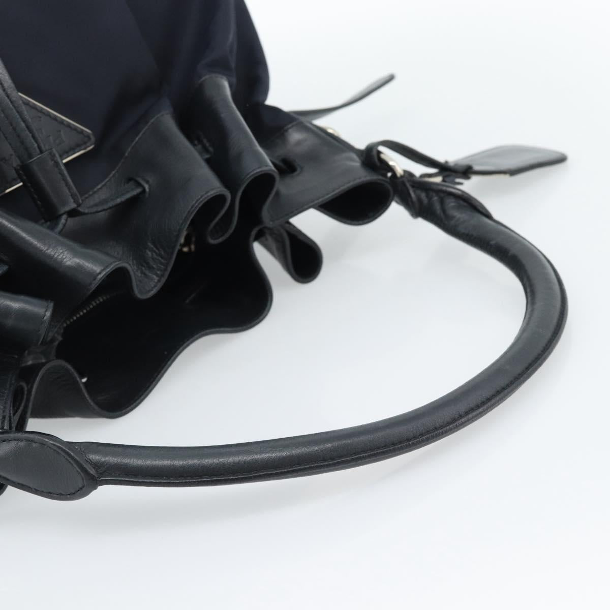 PRADA Shoulder Bag Nylon Leather Black Silver Auth 182816V