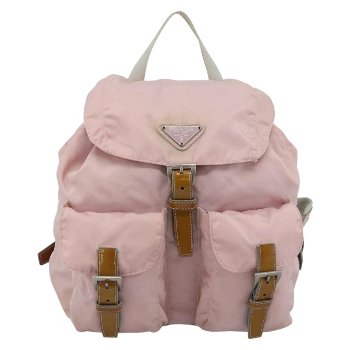 PRADA Backpack Nylon Pink Silver Auth 182817